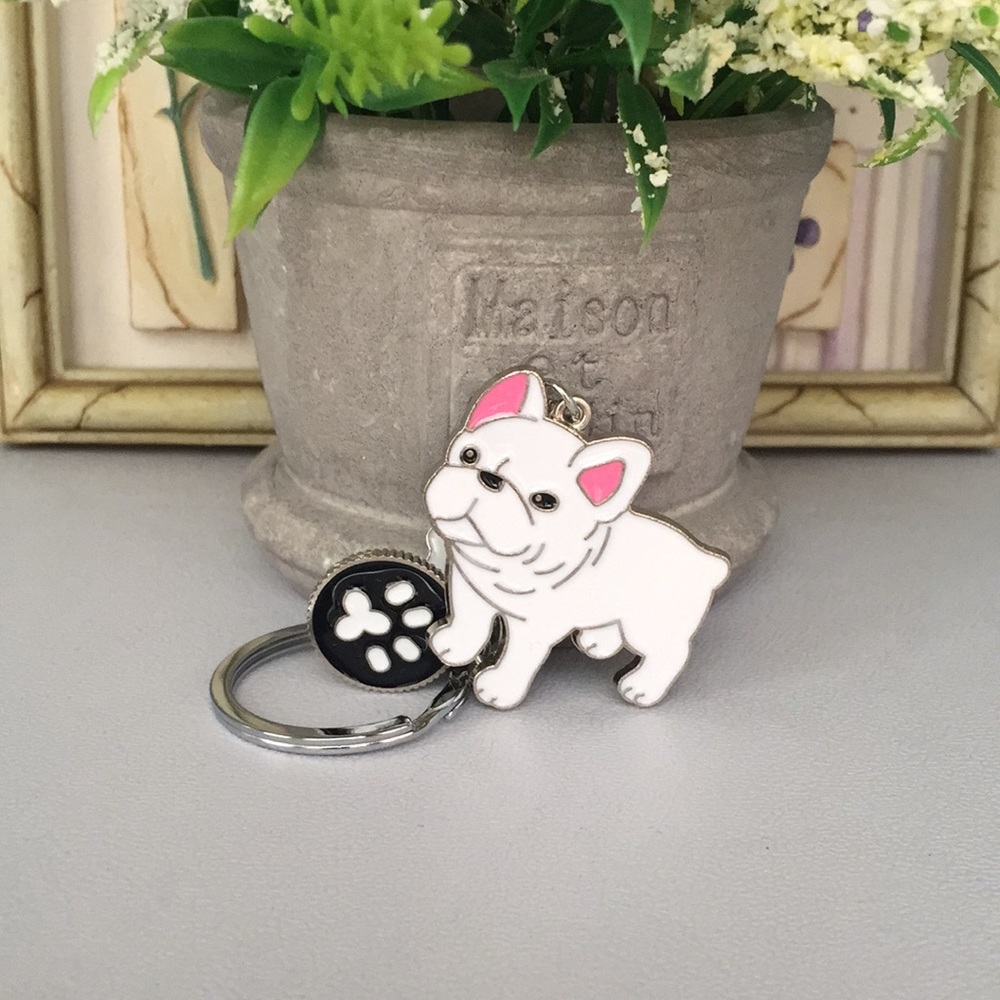 🍏50% OFF/3+...Bulldog Dog Keychain (White)